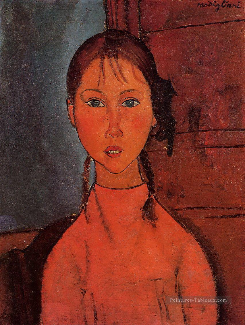 fille avec des nattes 1918 Amedeo Modigliani Peintures à l'huile